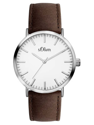 s.Oliver bracelet-montre en cuir brun SO-23102-LQ