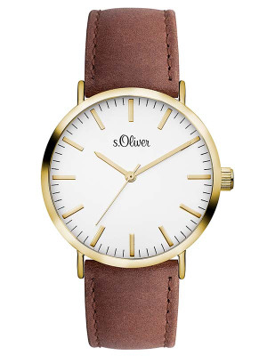 s.Oliver bracelet-montre en cuir brun SO-2103-LQ