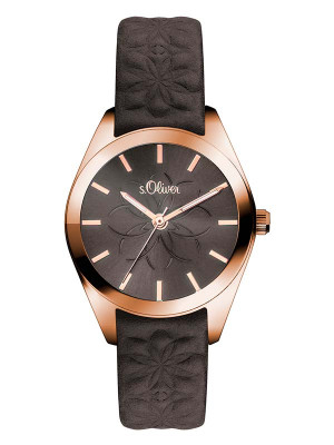 s.Oliver bracelet-montre en cuir brun SO-3079-LQ