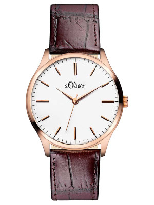 s.Oliver bracelet-montre en cuir brun SO-2534-LQ