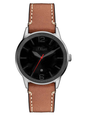 s.Oliver bracelet-montre en cuir brun SO-3148-LQ