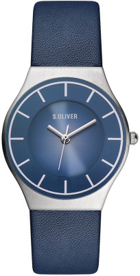 s.Oliver bracelet-montre en cuir bleu SO-214-LQ