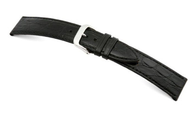 Leather strap Bahia 14mm black with crocodile imprinting