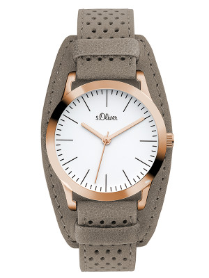 s.Oliver bracelet-montre en cuir gris SO-3221-LQ