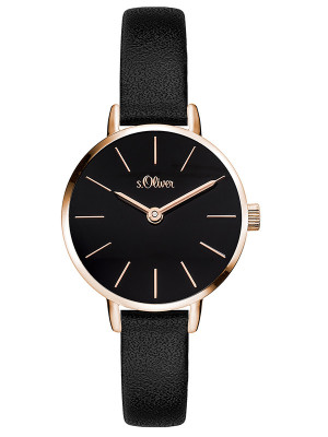 s.Oliver bracelet-montre en similicuir noir SO-3542-LQ