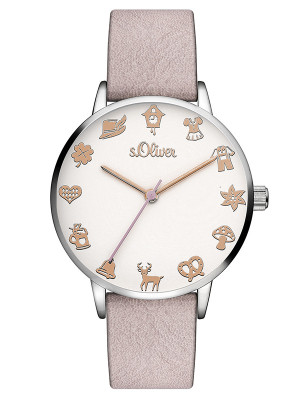 s.Oliver bracelet-montre en cuir rose SO-3544-LQ
