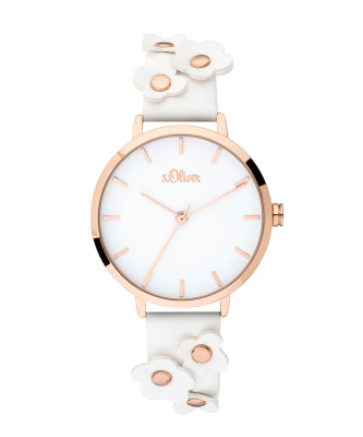 s.Oliver SO-3699-LQ Synthetic leather strap white