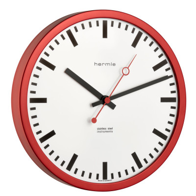 Hermle radio controlled station clock, red