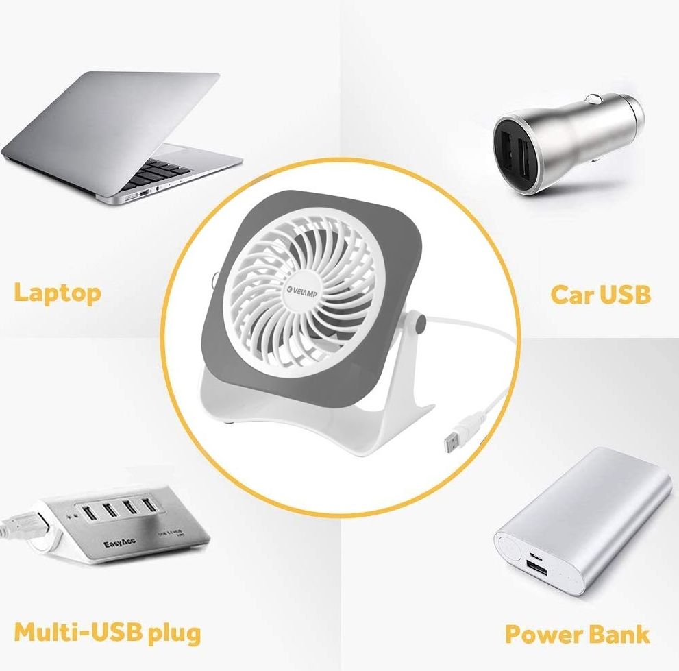 Mini ventilateur portable – Petit ventilateur rotatif à 360° soufflant de  l'air froid avec ventilateur à pince en 3 vitesses, rechargeable par USB